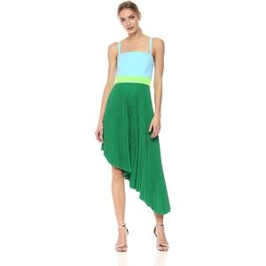 NWT colorful pleated MILLY dress w/ diagonal hem